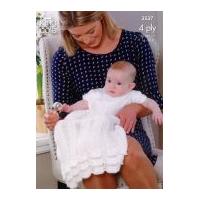 King Cole Baby Christening Set Comfort 4 Ply Comfort Knitting Pattern 3537 4 Ply