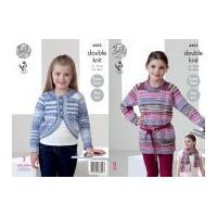 King Cole Girls Raglan Sweater, Cardigan & Scarf Drifter Knitting Pattern 4452 DK