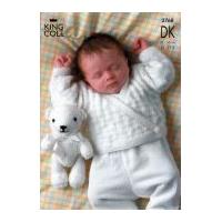 King Cole Baby Sweater, Cardigan & Teddy Bear Big Value Knitting Pattern 2768 DK
