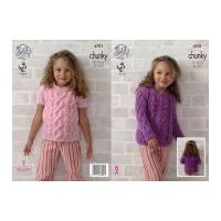 king cole girls top cardigan big value knitting pattern 4701 chunky