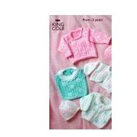 King Cole Baby Cardigan, Sweater, Top, Bolero & Hat Big Value Knitting Pattern 2903 DK