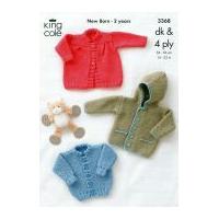 King Cole Baby Jacket & Coat Big Value Knitting Pattern 3368 4 Ply, DK