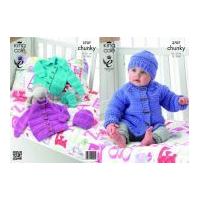 King Cole Baby Jacket, Hat & Mittens Comfort Knitting Pattern 3707 Chunky