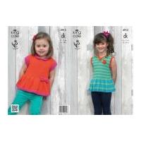 King Cole Girls Peplum Tops Bamboo Cotton Knitting Pattern 3915 DK