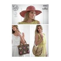 King Cole Ladies Hat & Bags Raffia Crochet Pattern 4336