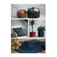 King Cole Home Storage Baskets, Cushions, Plant Pot Covers & Rug Raffia Crochet Pattern 4341