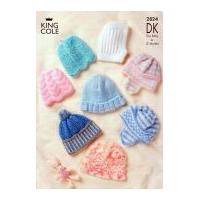 King Cole Baby Hats Big Value Knitting Pattern 2824 DK