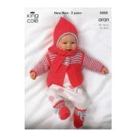 King Cole Baby Sweater, Jacket, Scarf, Hat & Boots Comfort Knitting Pattern 3505 Aran