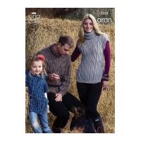 King Cole Family Sweater & Slipovers Moorland Knitting Pattern 3331 Aran