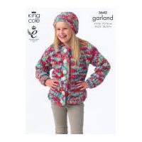 King Cole Girls Sweater, Hat & Scarf Garland Knitting Pattern 3642 Super Chunky
