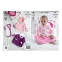 King Cole Baby Jacket, Top & Gilet Cuddles Knitting Pattern 3787 Chunky