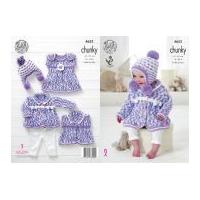 King Cole Baby Coats, Dress, Waistcoat & Hat Comfort Knitting Pattern 4653 Chunky