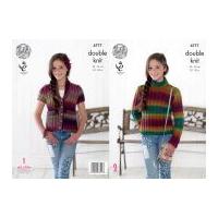King Cole Girls Sweater & Waistcoat Riot Knitting Pattern 4777 DK