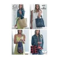 King Cole Ladies Bags Raffia Crochet Pattern 4337