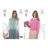 King Cole Ladies Sweater & Top Bamboo Cotton Knitting Pattern 4132 4 Ply