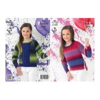 King Cole Girls Sweaters Riot Knitting Pattern 3946 DK