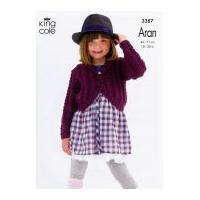 King Cole Girls Cabled Cardigans Fashion Aran Fashion Knitting Pattern 3387 Aran