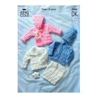King Cole Baby Jacket, Cardigan, Slipover & Hat Big Value Knitting Pattern 2888 DK