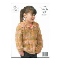 King Cole Childrens Cardigans Knitting Pattern 3197 DK