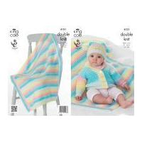 King Cole Baby Cardigan, Hat & Blanket Melody Knitting Pattern 4121 DK