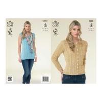 King Cole Ladies Cardigan & Top Cottonsoft Knitting Pattern 3953 DK