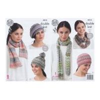 king cole ladies hats scarves snood drifter knitting pattern 4414 dk