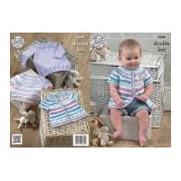 King Cole Baby Dress, Top & Cardigan Candystripe Knitting Pattern 4206 DK