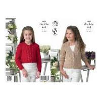 King Cole Girls Cardigans Giza Knitting Pattern 3902 DK