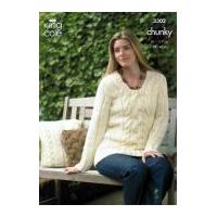 King Cole Ladies Jacket, Sweater & Cushion Cover Magnum Knitting Pattern 3302 Chunky
