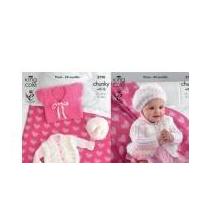King Cole Baby Cardigan, Bolero & Hat Cuddles Knitting Pattern 3790 Chunky