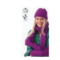 king cole ladies hats gloves scarves merino knitting pattern 3650 dk