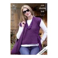 King Cole Ladies Tunic, Cardigan & Shoulder Bag Moods Crochet Pattern 3189 DK