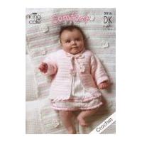King Cole Baby Set & Pram Blanket Comfort Crochet Pattern 3016 DK
