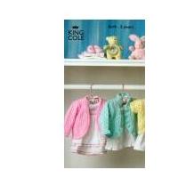 King Cole Baby Cardigans Big Value Knitting Pattern 2980 4 Ply, DK