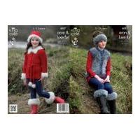 King Cole Girls Jacket, Gilet, Boot Toppers, Hat & Headband Merino Blend Knitting Pattern 4057 Aran