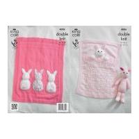 King Cole Baby Blankets & Bunny Toy Comfort Knitting Pattern 4006 DK