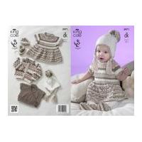 King Cole Baby Dress, Cardigans, Hat & Booties Comfort Prints Knitting Pattern 3971 DK