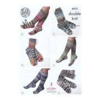 King Cole Family Socks Drifter Knitting Pattern 4415 DK