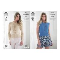 King Cole Ladies Top & Sweater Giza Knitting Pattern 4171 DK