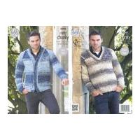 King Cole Mens Sweater & Cardigan Big Value Knitting Pattern 4292 Super Chunky