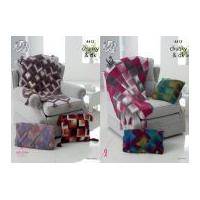 King Cole Home Cushions & Throws Riot Knitting Pattern 4413 DK, Chunky