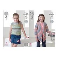 King Cole Girls Cardigan & Top Drifter Knitting Pattern 4450 DK