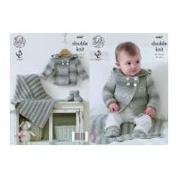 King Cole Baby Jacket, Blanket & Booties Drifter for Baby Knitting Pattern 4487 DK