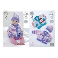 King Cole Baby Cardigans & Hat Cherish Knitting Pattern 4514 DK