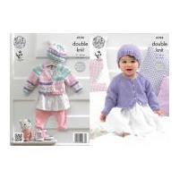 King Cole Baby Cardigans & Hat Cherish Knitting Pattern 4194 DK