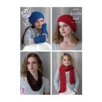 king cole ladies girls hat scarf snood smooth knitting pattern 4393 dk