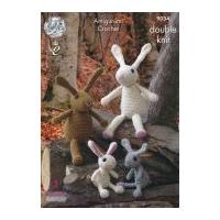 King Cole The Bunny Rabbit Family Toys Amigurumi Crochet Pattern 9034 DK