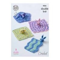 King Cole Baby Comfort Blankets Cherish Crochet Pattern 9036 DK