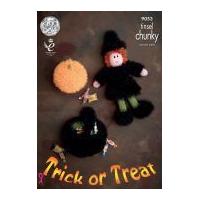 King Cole Halloween Witch, Pumpkin & Cauldron Toys Tinsel Knitting Pattern 9053 Chunky