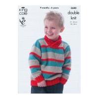 King Cole Childrens Sweaters Big Value Knitting Pattern 3680 DK